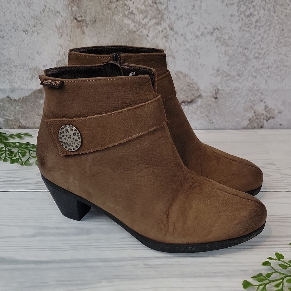 Mephisto ZAZY Ankle Boot Chestnut Brown Leather Womens Size 5.5